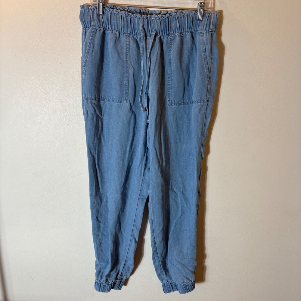 LOFT Lyocell Linen‎ Blend Jogger Pants Smocked Waist Size Medium